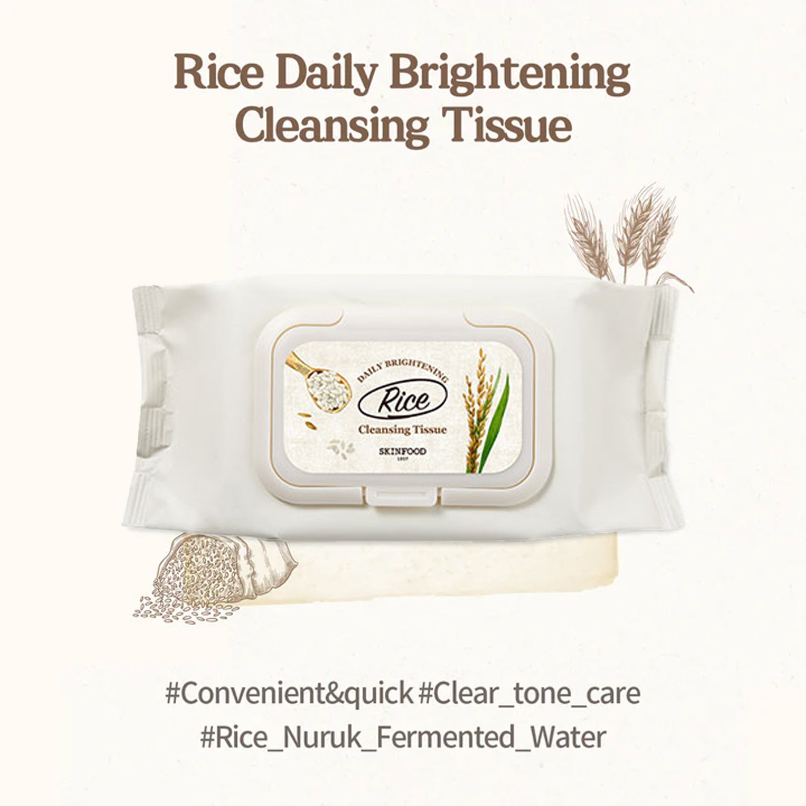 [ SKINFOOD ] Rice Cleansing Tissue 380ml / 80 pcs