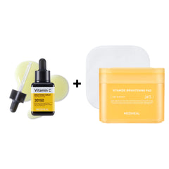 Mediheal Vita Brightening Duo (Vitamide Pad 100 Pads, Vitamin C Serum 1.35 fl oz)