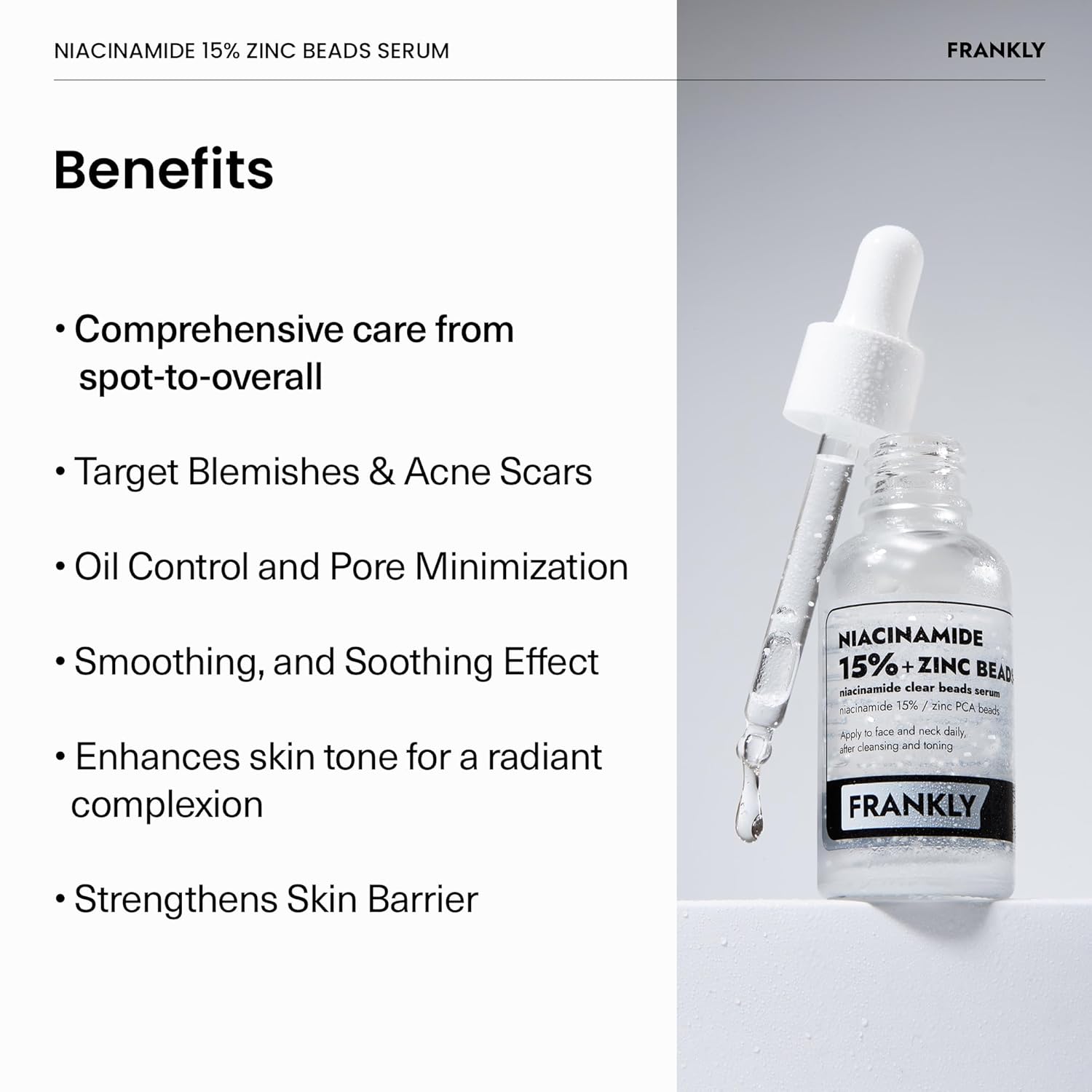 [ FRANKLY ] Niacinamide 15% & Zinc Beads 1.2% Serum 30ml / 1 fl.oz