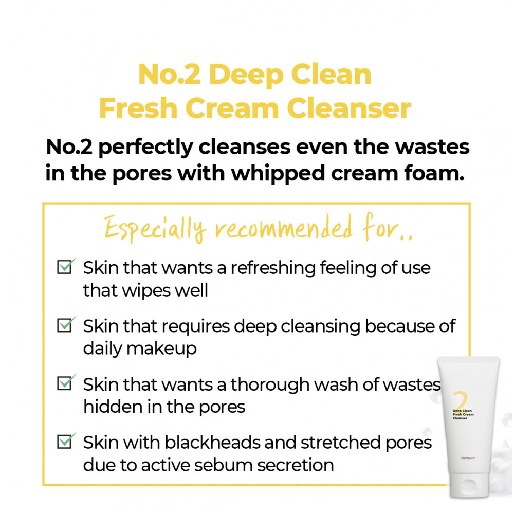 numbuzin No.2 Deep Clean Fresh Cream Cleanser 120ml/ 4.05 fl. oz.