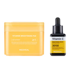 Mediheal Vita Brightening Duo (Vitamide Pad 100 Pads, Vitamin C Serum 1.35 fl oz)