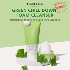 [ It's Skin ] Tiger Cica Green Chill Down Foam Cleanser Sebum Control and Purifying, 300ml